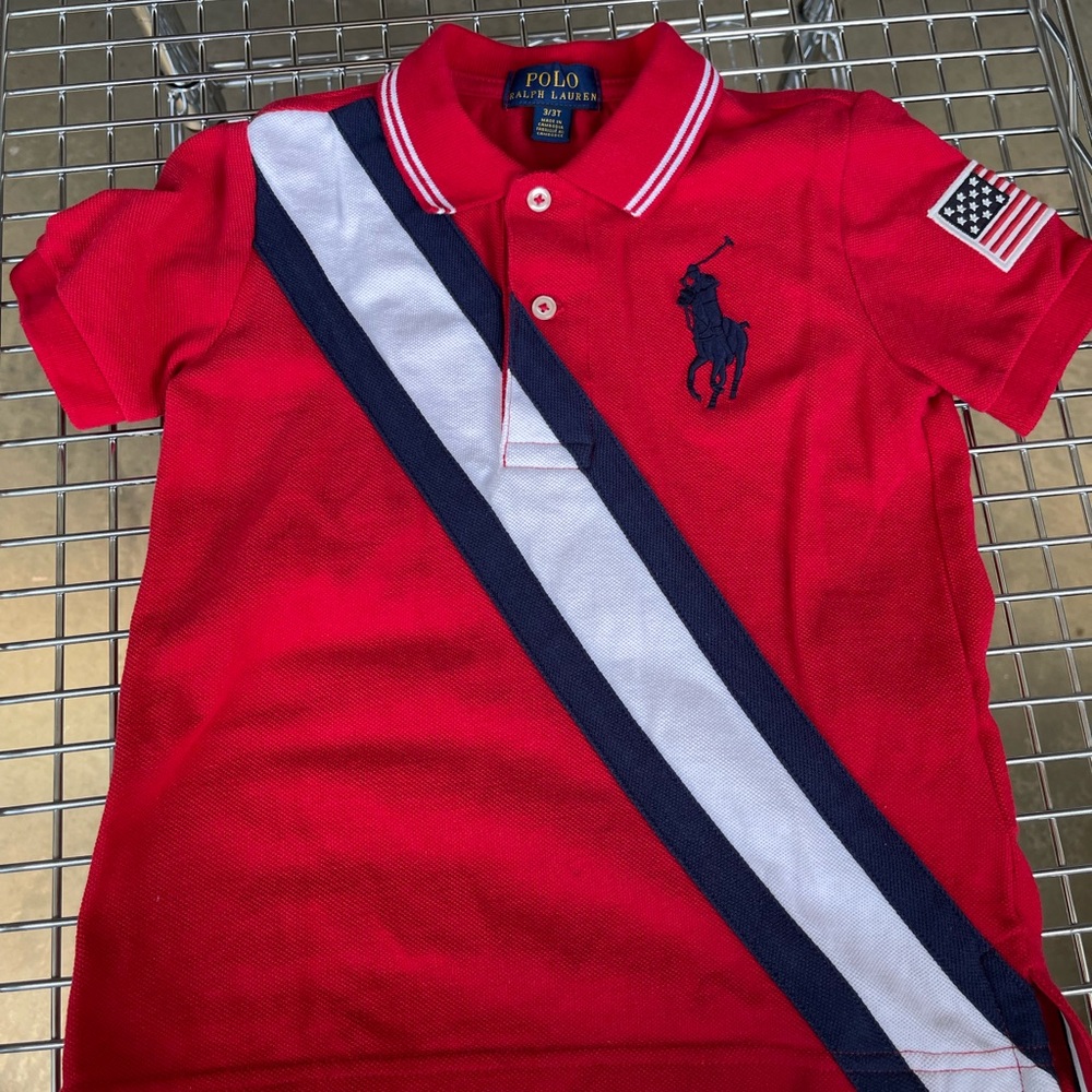 Red toddler boys Polo collared shirt